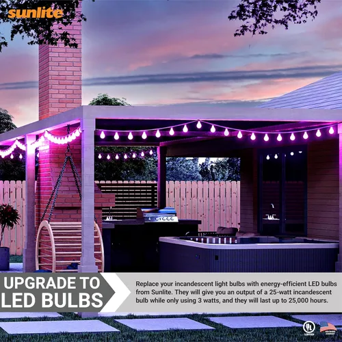 Miniatura 6 de Sunlite 41527 Bombilla LED A19 de color, 3 vatios (equivalente a 25 W), base mediana E26, no regulable, certificación UL, decoración de fiesta