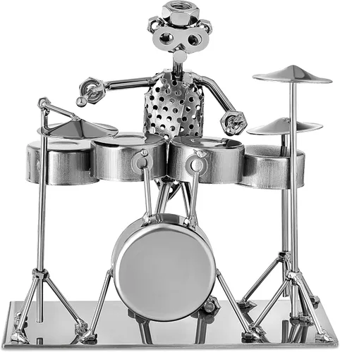 Broadway Gifts Figura decorativa de batería de metal plateado de 7.3 pulgadas
