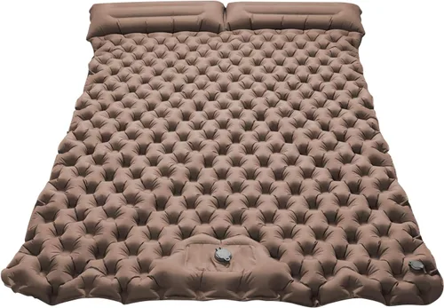 Miniatura 8 de Ergocar Colchoneta de dormir para camping, almohadilla inflable gruesa con almohada, bomba integrada, colchón inflable ligero para acampar con tela