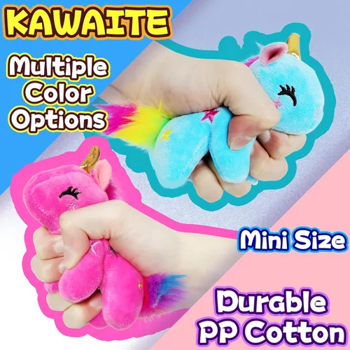 Miniatura 3 de Kawaite Animales de peluche de unicornio azul para niños y adultos, mini llavero de peluche, peluche de unicornios, animal de peluche suave