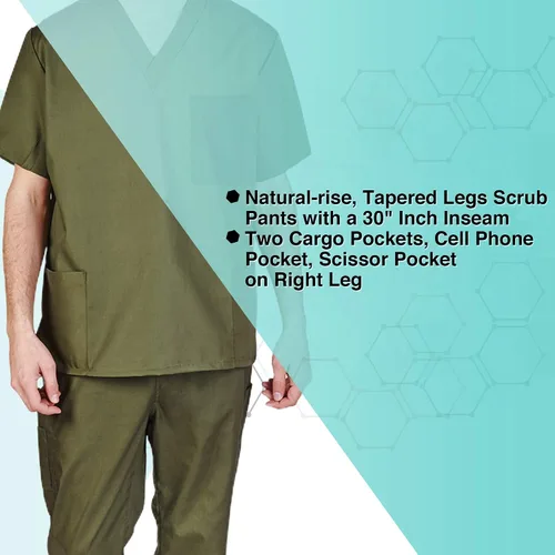 Miniatura 6 de Natural Uniforms Cómodo ajuste para hombre, uniforme de trabajo, 8 bolsillos