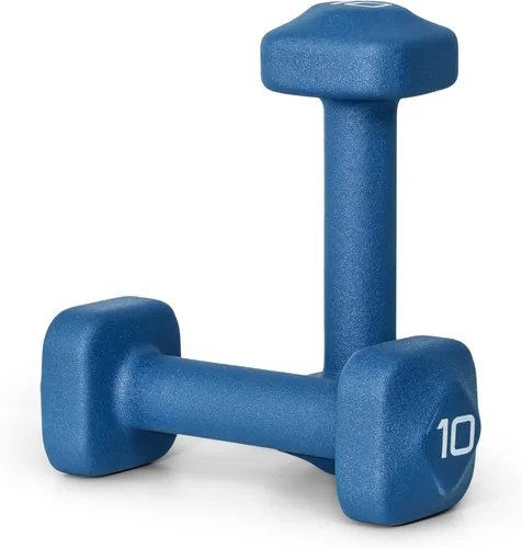 Tone Fitness Pares de Mancuernas de Pesas de Neopreno con Cabeza Cuadrada Antirrodamiento | Múltiples Opciones Azul