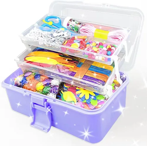 VLUSSO 3000 piezas de suministros de arte y manualidades para niños y niñas de 8 a 12 años, kit de manualidades con limpiapipas, cuentas para niños,