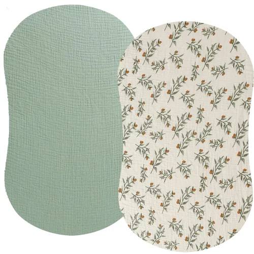 Miniatura 15 de Sábanas ajustadas de muselina compatibles con Snoo Smart Sleeper, Dream On Me Lacy Portable, Safety 1st Sleeper Bassinet, 2 paquetes de sábanas Hoja
