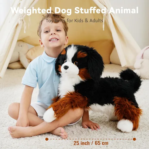 Miniatura 2 de Animal de peluche con peso, cachorro de peluche suave, perro de montaña de Berna, regalo de juguete para niños y adultos, 4.5 libras, 25 pulgadas