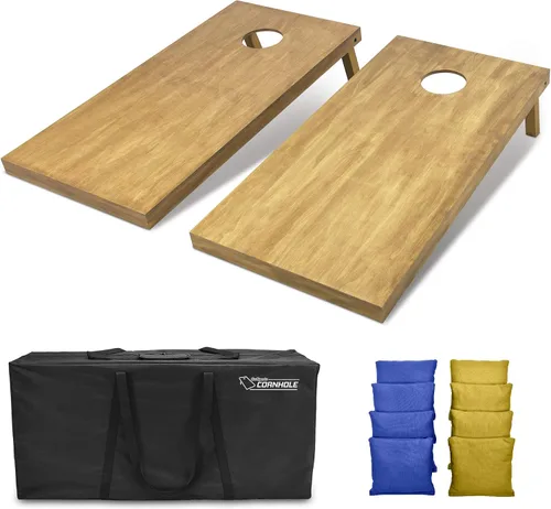 Miniatura 91 de GoSports 4 ft x 2 ft Regulation Size Wooden Cornhole Boards Set with Light Brown Finish - Includes Carrying Case and Bean Bags Negro- gris