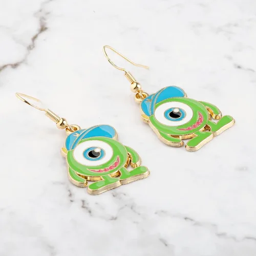 Miniatura 2 de KUIYAI Regalo de mercancía de la película monstruo ojo grande Mike Lovers pendiente llavero regalo para WDW Fandom
