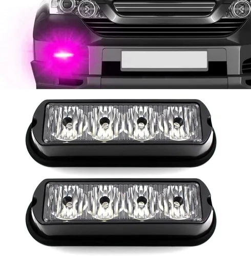 Miniatura 8 de FXC - 2 luces estroboscópicas intermitentes con 4 LED para montaje en superficie, para camión, automóvil, vehículo, luz de rejilla LED, baliza