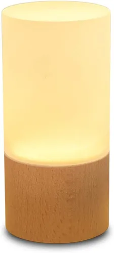 Miniatura 8 de LONRISWAY Lámpara de mesa de madera LED pequeña, luz de noche de noche para dormitorio, iluminación LED regulable, decoración creativa