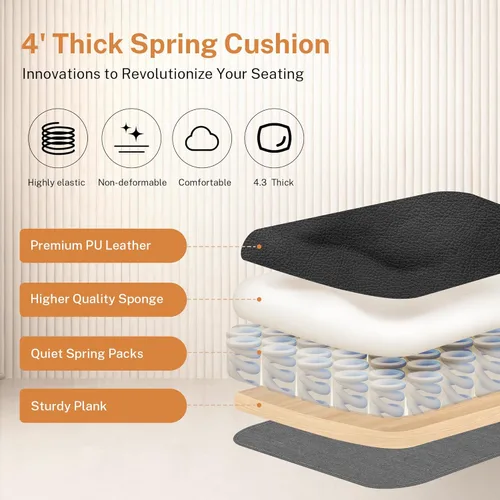 Miniatura 7 de Silla de oficina con brazos abatibles, silla de oficina ejecutiva de cuero ergonómica con soporte lumbar, reposacabezas ajustable, silla de Negro