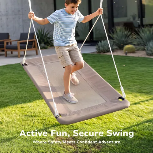 Miniatura 8 de Trekassy Columpio rectangular extragrande de 60 pulgadas, capacidad de 700 libras, plataforma impermeable para niños y adultos con kit