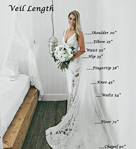 Miniatura 7 de Dreamyn Novia de encaje velo de novia 1 nivel 118 pulgadas blanco largo catedral longitud Veli novia tul accesorios para el pelo con peine mental