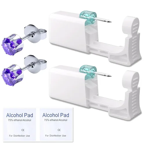 Miniatura 24 de Kit de perforación de orejas YINPAD - Pistola de perforación desechable cargada previamente con clavos de diferentes estilos de 5MM, kit
