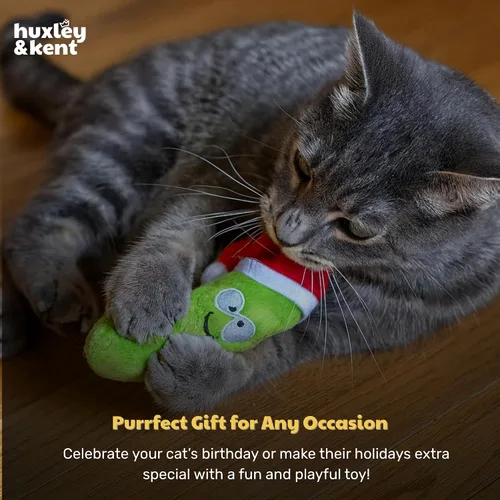 Miniatura 8 de Huxley & Kent Juguete de peluche para gatos, juguete interactivo de hierba gatera para gatos y gatitos, suave con arrugas y hierba gatera, divertido