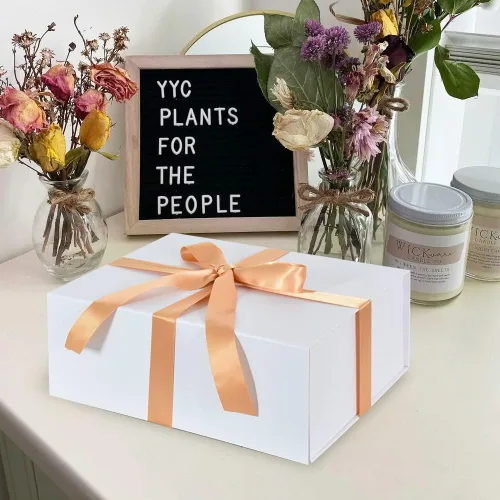 Miniatura 5 de BEISHIDA Caja de regalo blanca de 11 x 9 x 4.4 pulgadas, cajas de regalo con tapas de cierre magnético para embalaje de regalo, Día del Padre, Día
