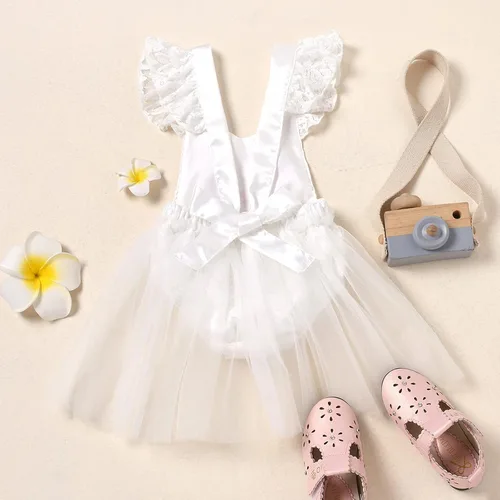 Miniatura 9 de Traje de bebé niña primer cumpleaños traje de encaje tul mameluco princesa tutú vestido de un año cumpleaños pastel Smash fotografía ropa