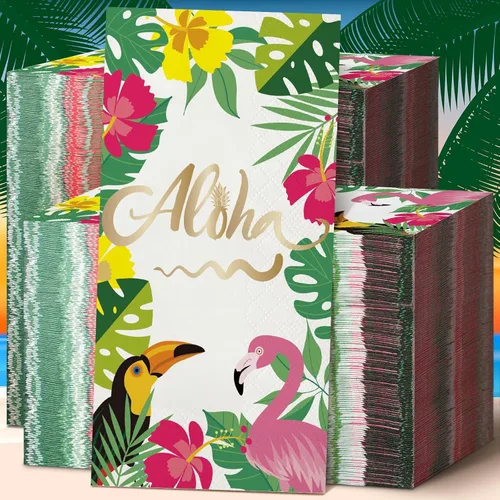 Spiareal 200 servilletas tropicales hawaianas Aloha Luau de verano desechables para fiestas, servilletas florales para invitados, toallas de mano de