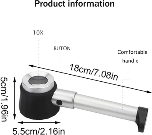 Miniatura 2 de Rongon Jewelers - Lupa de lupa 10X con lente de aumento de luz con escala de luz y escala de medición para joyas, lectura de personas mayores, mapa