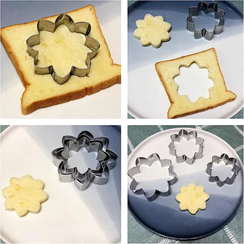 Miniatura 6 de Juego de cortadores de galletas de girasol, tamaño 3.8 pulgadas, 3.1 pulgadas, 2.6 pulgadas, 3 piezas, cortadores de galletas para decoración