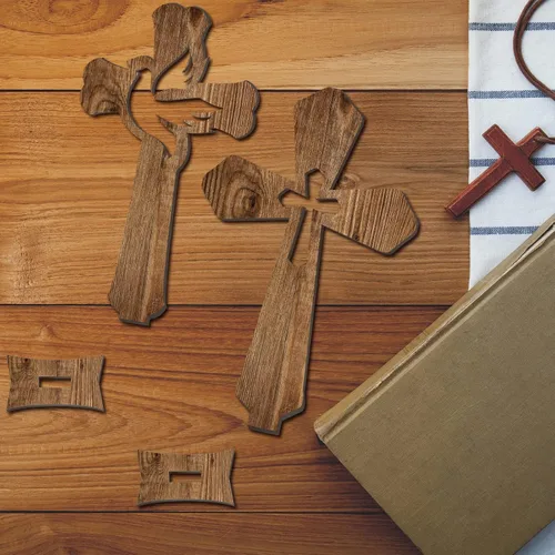 Miniatura 6 de Kathfly 24 cruces de madera de Pascua para manualidades, decoración de bautismo, católica, rústica, sin terminar, para centros de mesa, decoración