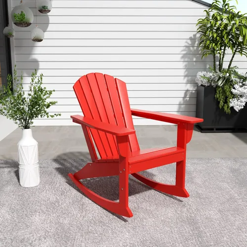 Miniatura 9 de WestinTrends Dylan - Silla mecedora Adirondack de plástico de polietileno para exteriores, color negro
