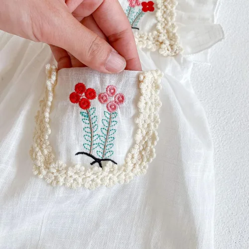 Miniatura 5 de IMEKIS Vestido mexicano para niña pequeña, mameluco bordado para hermanas a juego, trajes étnicos, vestido de verano