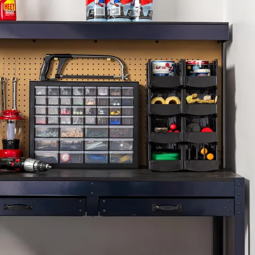 Miniatura 7 de IRIS USA Organizador de piezas pequeñas de 44 cajones, fabricado en Estados Unidos, cajones de almacenamiento para tornillos, tuercas, pernos, Negro