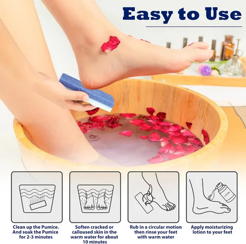 Miniatura 6 de Paquete de 6 piedras de pumita para pies EWAGOA para remover callos, herramientas de pedicura EWAGOA para pies, exfoliador y limpiador de pies