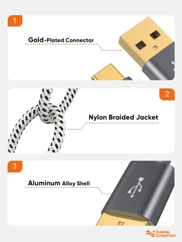 Miniatura 4 de CableCreation Cable USB C, cable corto USB a USB C 3A, cable de carga rápida trenzado USB C macho a USB macho para banco de energía, Galaxy S23