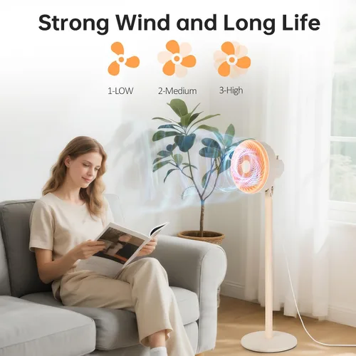 Miniatura 2 de BEESTAR - Ventilador de pie oscilante de 10 pulgadas 3 adjustable speed levels & height adjustable design, ideal for bedroom, living room, kitchen
