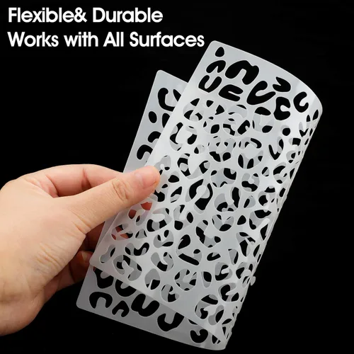 Miniatura 3 de Zonon 4 plantillas de piel de leopardo reutilizables con diseño de guepardo para álbumes de recortes, dibujo, dibujo, bricolaje, pasteles, muebles