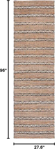 Miniatura 2 de SAFAVIEH Natural Fiber Collection NFB655Z - Alfombra de pasillo de 2 pies 3 pulgadas x 8 pies, color negro y natural, hecha a mano de yute a rayas