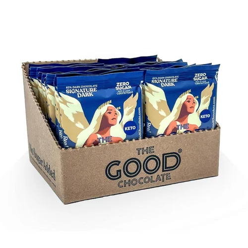 Miniatura 10 de The Good Chocolate - Almendras saladas Keto Chocolate Squares, cero azúcar, aperitivo bajo en carbohidratos netos, calorías más bajas, caramelo