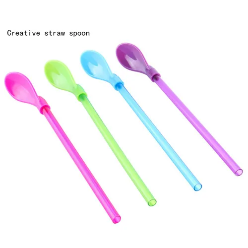 Miniatura 4 de Juego de 40 pajitas de plástico duro de 9 pulgadas, popotes desmontables de cocina, cuchara para agitar, cuchara de café (4 colores)
