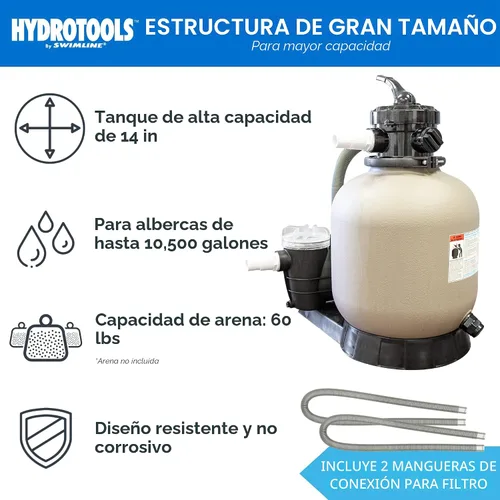Miniatura 3 de SWIMLINE HYDROTOOLS Sistema completo de filtro de arena, tanque de 14 pulgadas, para piscinas sobre el suelo y enterradas de hasta 10,500 galones