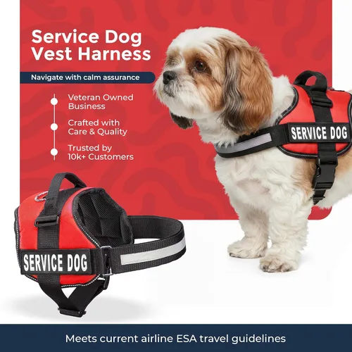 Miniatura 7 de Arnés Industrial Puppy para perros con correas y asa, y chaleco con parche reflectante, en un cómodo diseño de malla, Bright Red Rojo Brillante