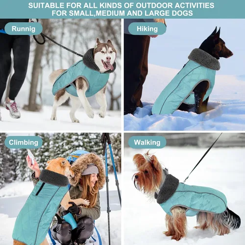 Miniatura 8 de Doglay Abrigo para Perro, Chaqueta Impermeable para Perro Abrigo de Invierno para Mascotas para Clima Frío con Cuello Peludo Grueso, Chaqueta