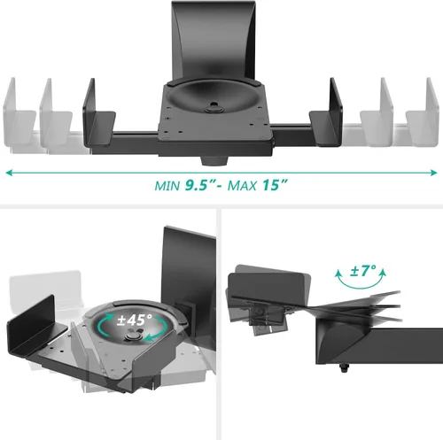 Miniatura 2 de WALI Soportes de pared para altavoces, soporte de montaje de estantería con sujeción lateral doble para altavoces de sonido envolvente grandes