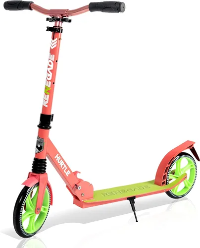 Miniatura 14 de Hurtle Renegade Kick Scooter for Kids, Teenagers & Adults - 2-Wheel Folding Scooter with Adjustable T-Bar Handlebar - Alloy Anti-Slip Deck Rojo