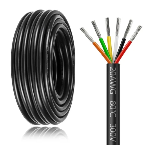 Miniatura 16 de Cable de calibre 18 de 5 conductores, cable eléctrico de 65,6 pies 18AWG, cable de cobre estañado trenzado de 18/5, cable de bajo voltaje