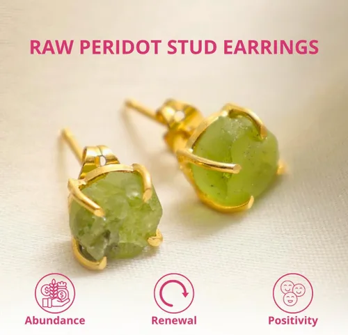 Miniatura 150 de Gempires Natural Raw Prong Setting Stud Earrings, 8-10 mm Crystals Earring, Handmade Jewelry, Gift for Her