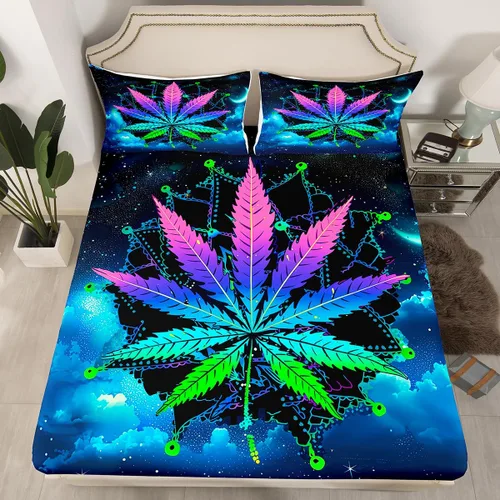 Miniatura 26 de Erosebridal Sábana bajera ajustable con patrón de piedra azul con estampado de mármol azul, juego de ropa de cama líquida trippy para niños, niñas
