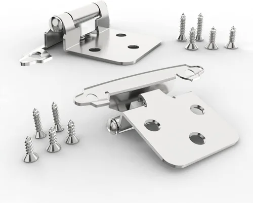 Miniatura 7 de Chibery Bisagras de gabinete de superposición de 1/2 pulgada, paquete de 10 piezas con cierre automático, montaje empotrado con topes para puertas