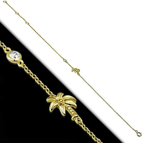 Miniatura 2 de Plata de ley 925bezel-set CZ Palmera Womens Enlace Cadena Tobillera Pulsera