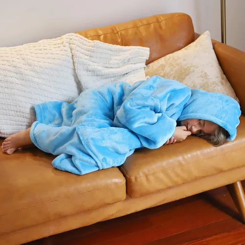 Miniatura 3 de Catalonia Sudadera tipo manta con capucha para niños, sudadera de sherpa extragrande para adolescentes jóvenes, idea de regalo Azul marino - Niños