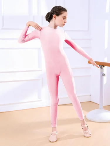 Miniatura 3 de Unitardo de manga larga de cuerpo completo para niñas de una pieza para gimnasia y danza