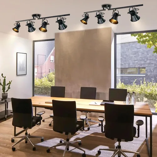 Miniatura 9 de Iluminación de riel, 37 pulgadas, accesorios de iluminación de pista rústica para techo, 4 luces, luz grande de pista de granja para cocina, bar