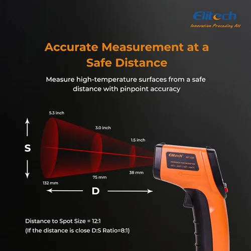 Miniatura 6 de Elitech Pistola de temperatura láser, termómetro infrarrojo digital sin contacto, emisividad ajustable, luz de fondo, de mano para parrilla, carne