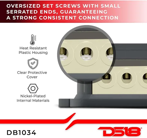 Miniatura 2 de DS18 DB1034 Bloque de distribución 1X0-GA en salida 3X4-GA para amplificadores de coche
