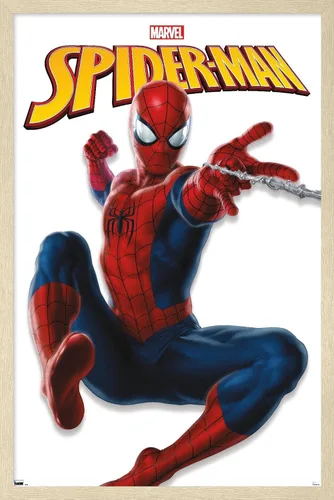 Miniatura 7 de Trends International Marvel Comics - Póster de pared de la serie Spider-Man, 22.4 pulgadas de largo x 14.7 pulgadas, versión enmarcada de madera
